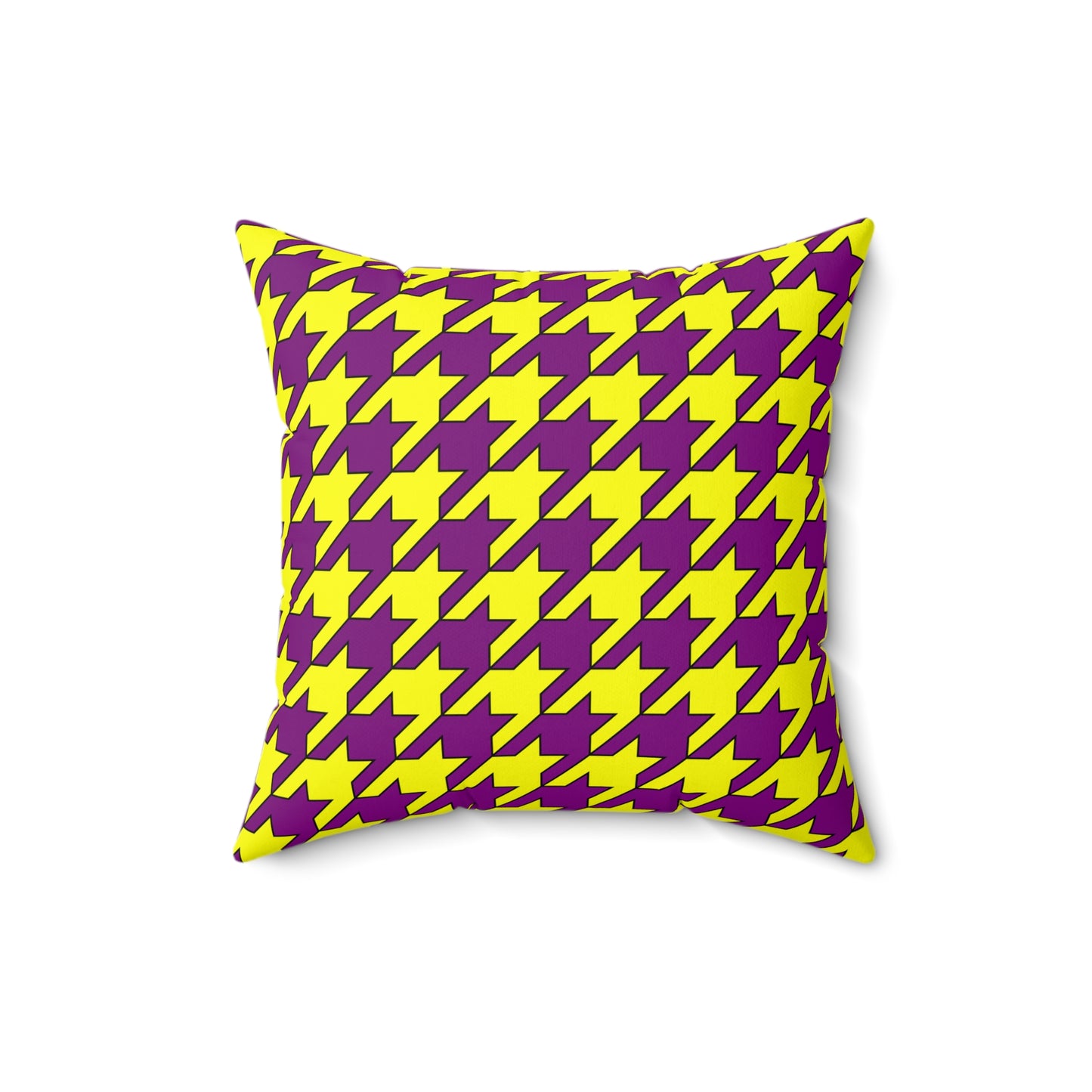Purple, Yellow Retro Houndstooth Cushion Pillow