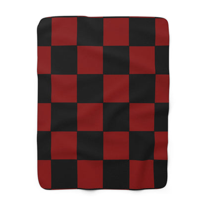 Dark Red, Black Retro Check Blanket Throw