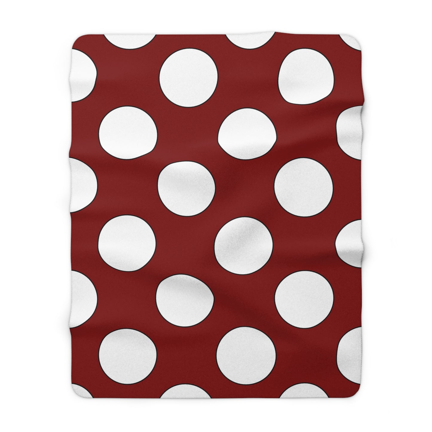 Maroon, White Retro Polka Dots Blanket Throw