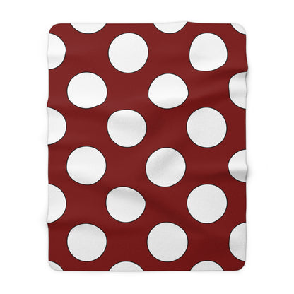 Maroon, White Retro Polka Dots Blanket Throw