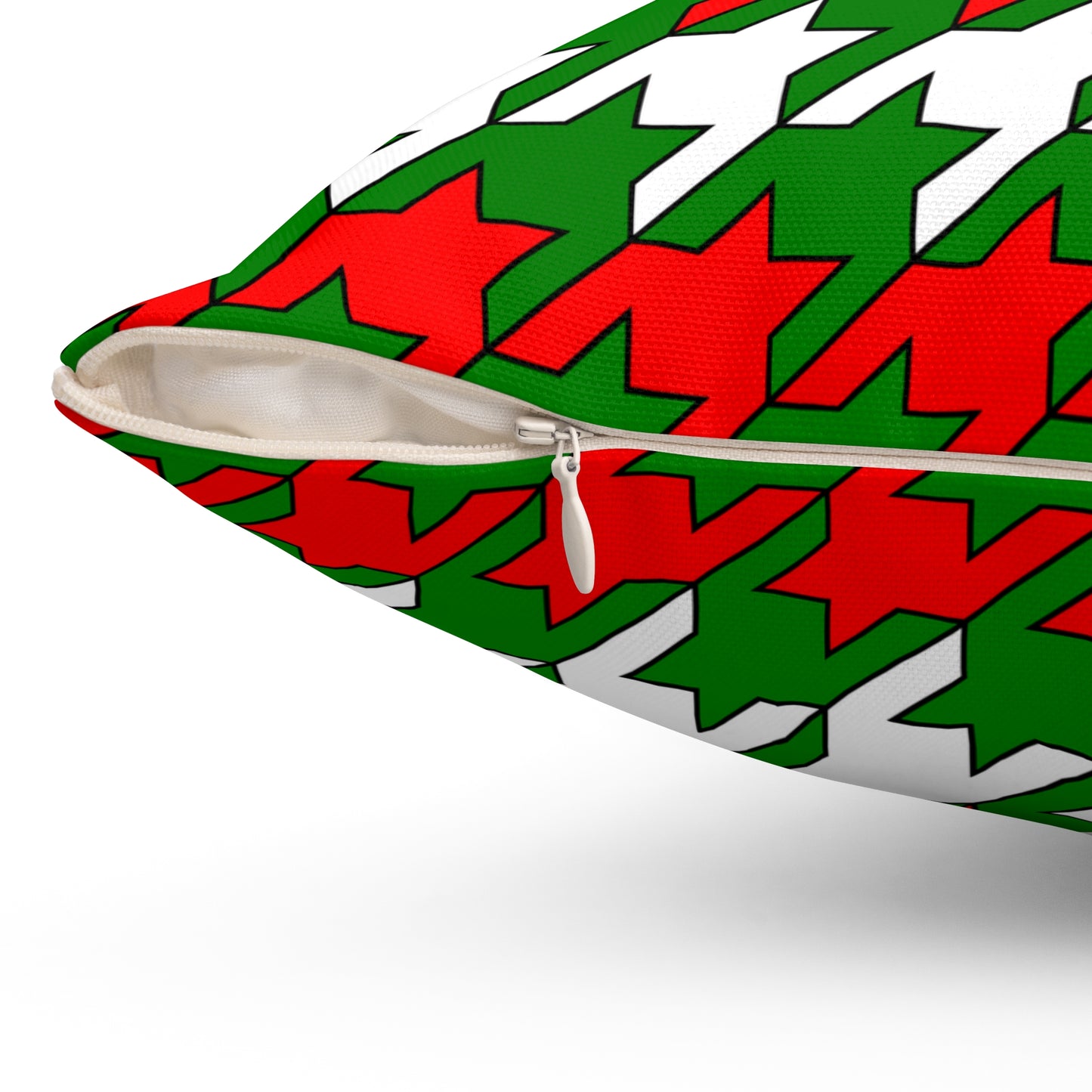 Green, White, Red Retro Houndstooth Cushion Pillow
