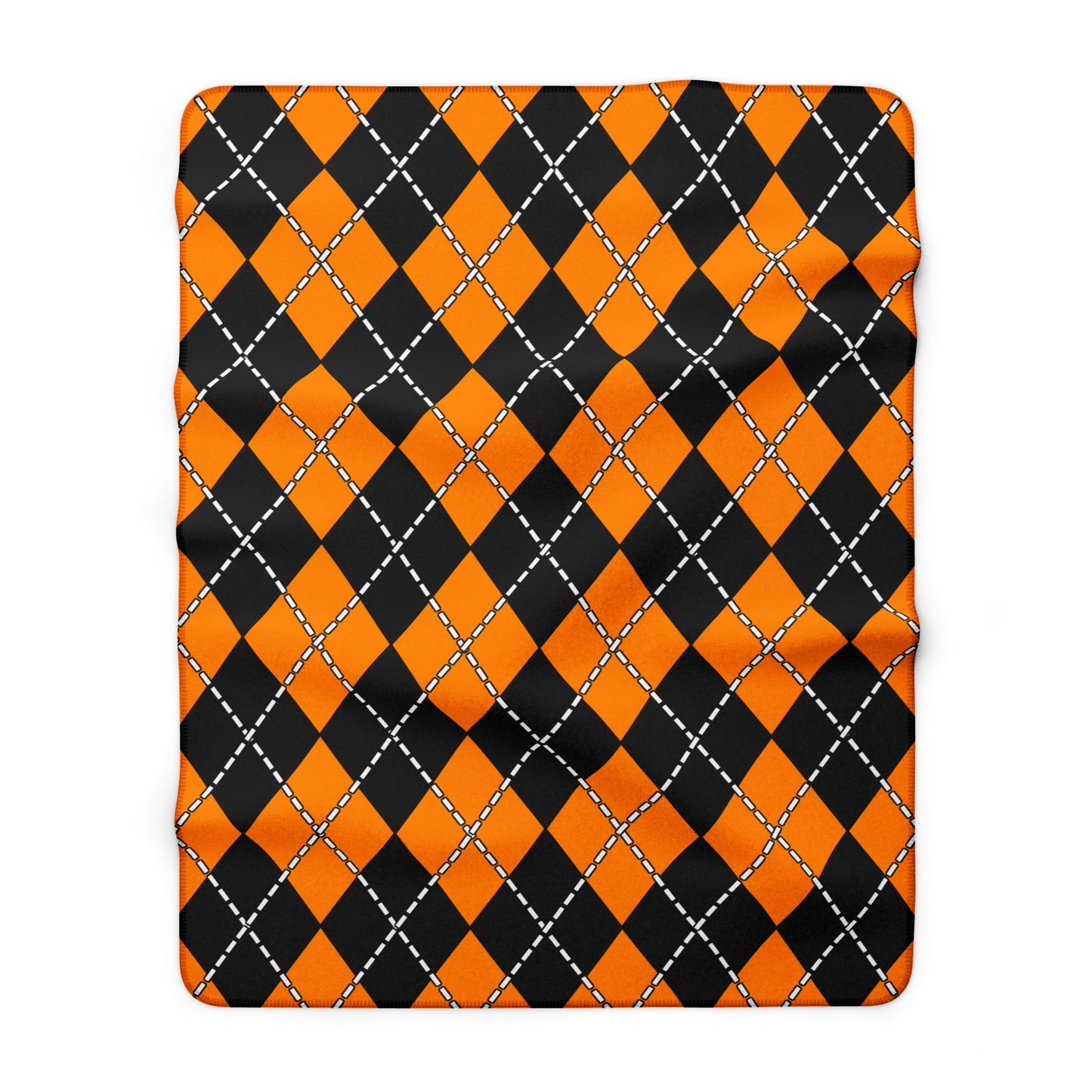 Dark Orange, Black Retro Argyle Blanket Throw