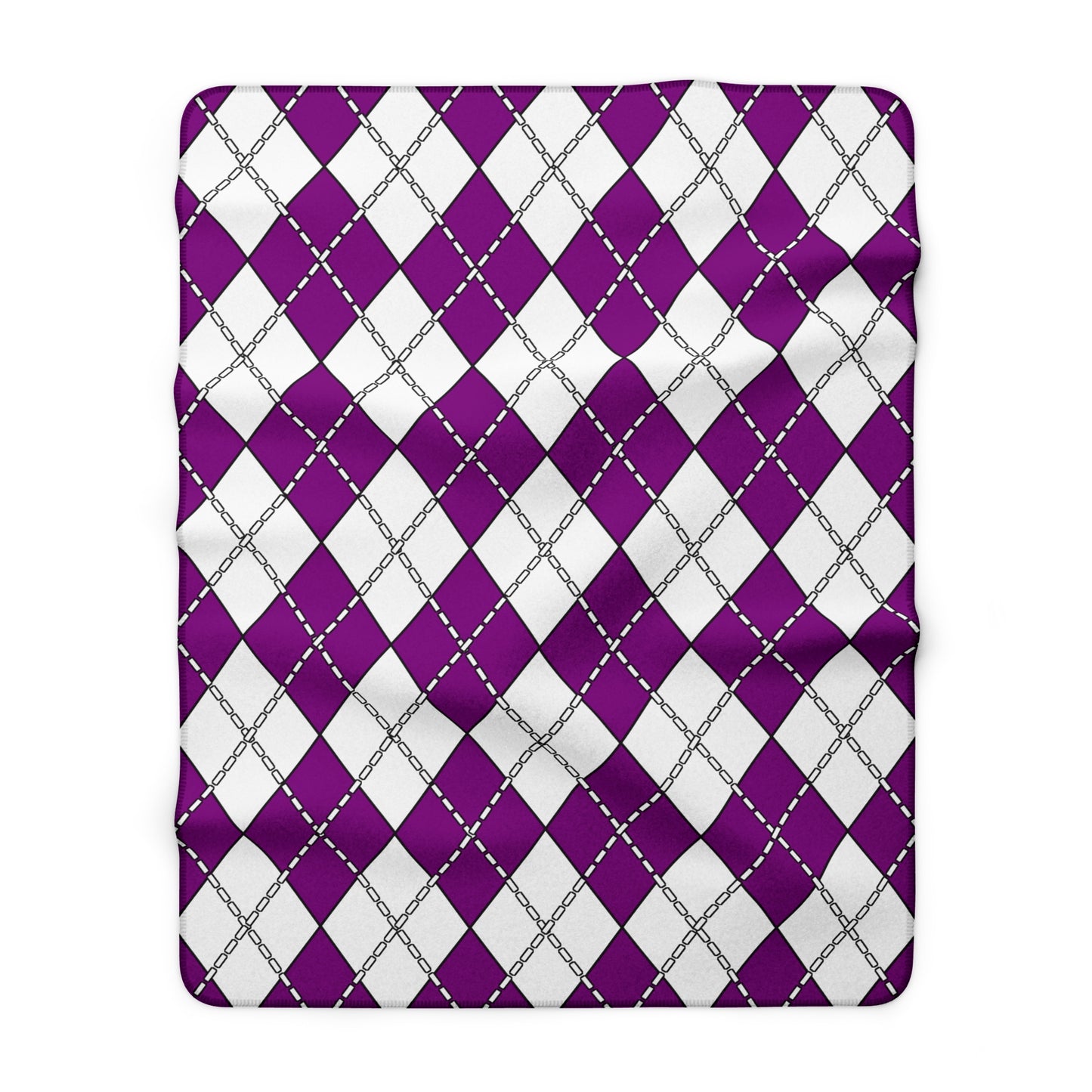 Purple, White Retro Argyle Blanket Throw