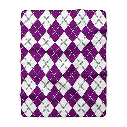 Purple, White Retro Argyle Blanket Throw