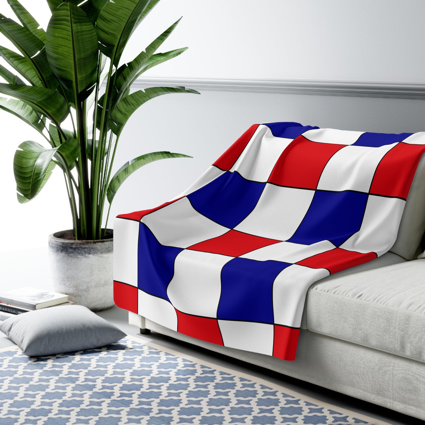 French Guiana Retro Check Blanket Throw