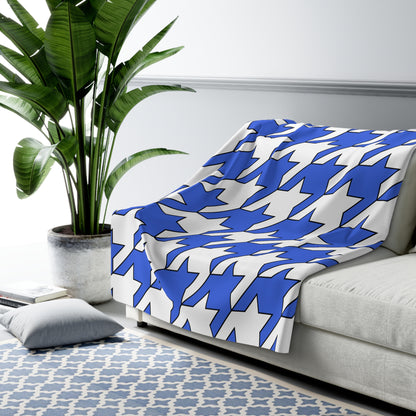 Royal Blue, White Retro Houndstooth Blanket Throw