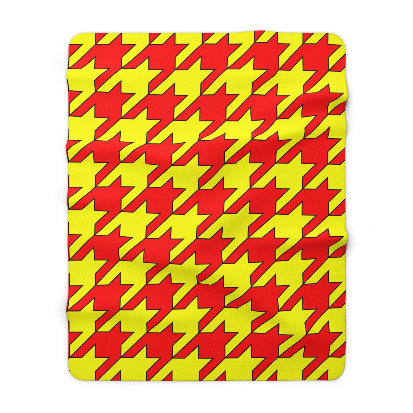 Red, Yellow Retro Houndstooth Blanket Throw