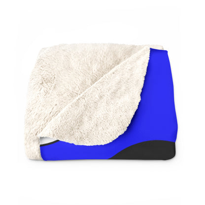 Blue, Black, White Retro Polka Dots Blanket Throw