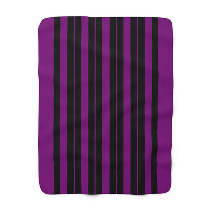 Purple, Black Retro Stripes Blanket Throw