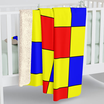 Yellow, Blue, Red Retro Check Blanket Throw