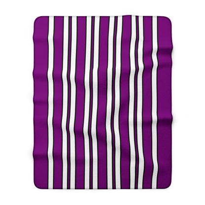 Purple, White Retro Stripes Blanket Throw