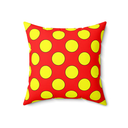 Red, Yellow Retro Polka Dots Cushion Pillow