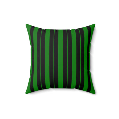 Green, Black Retro Stripes Cushion Pillow