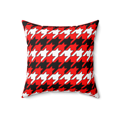 Red, Black, White Retro Houndstooth Cushion Pillow