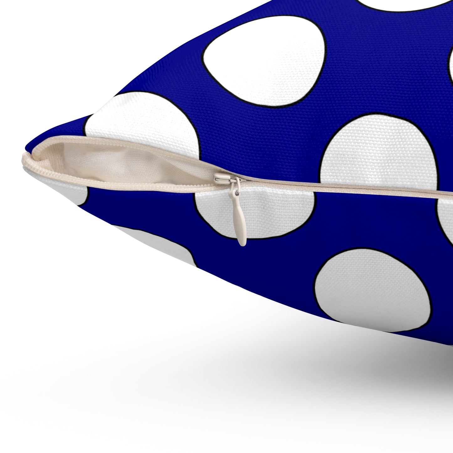 Dark Blue, White Retro Polka Dots Cushion Pillow