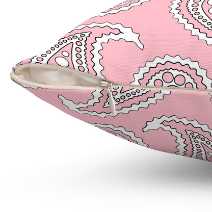 Pink, White Retro Paisley Cushion Pillow