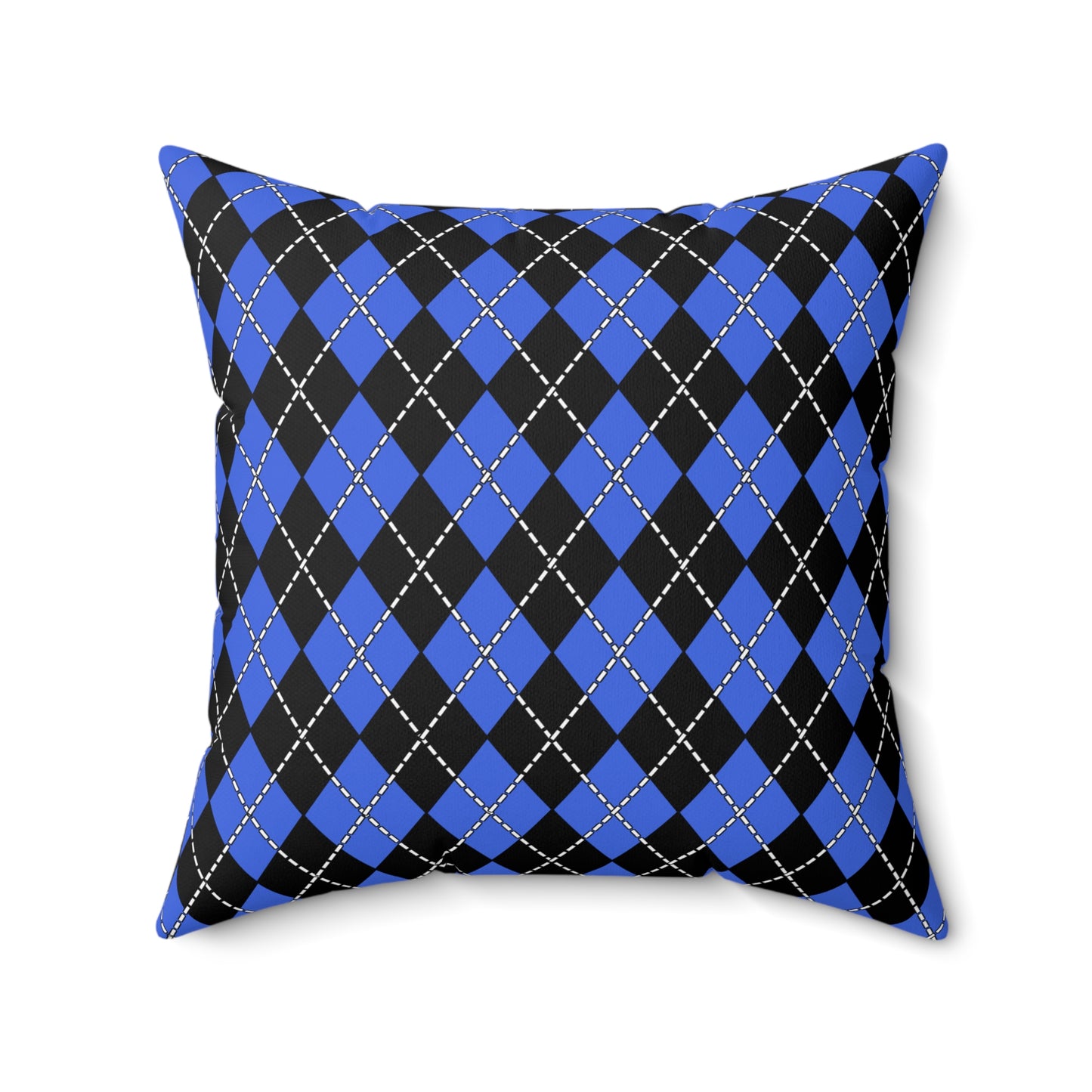 Royal Blue, Black Retro Argyle Cushion Pillow