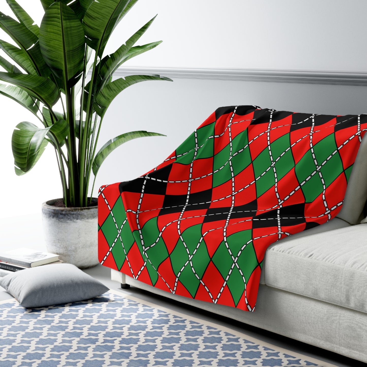 Malawi Retro Argyle Blanket Throw