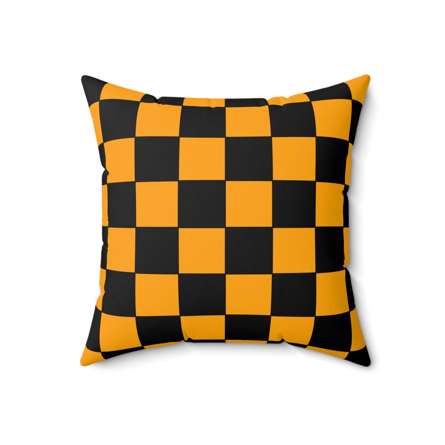 Orange, Black Retro Check Cushion Pillow