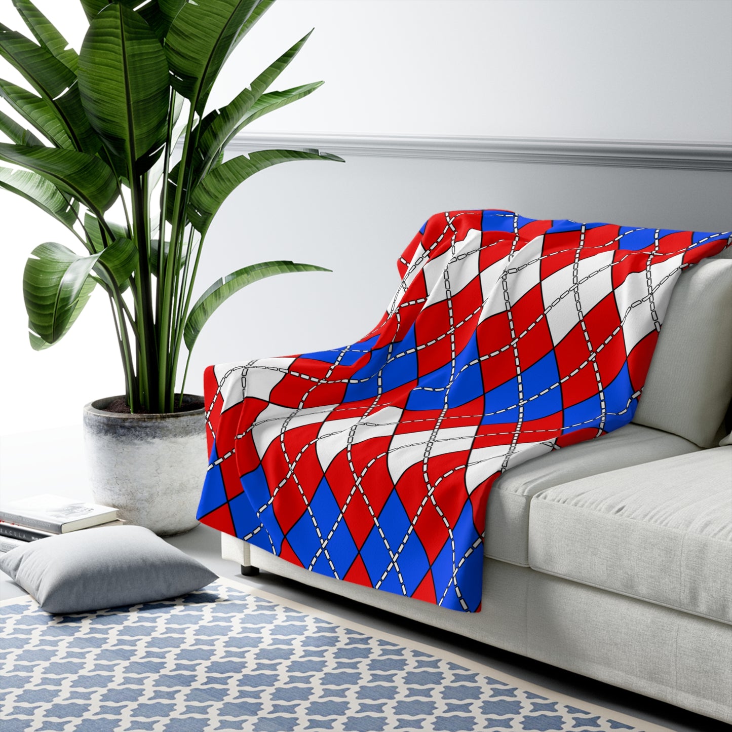 Puerto Rico Retro Argyle Blanket Throw