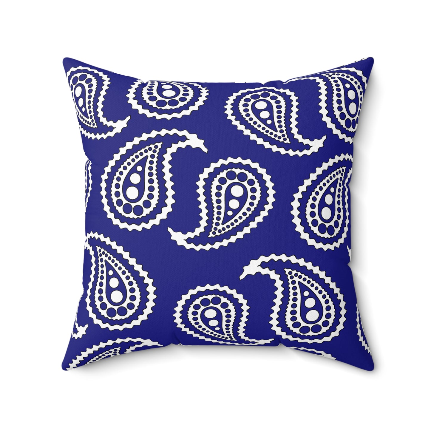 Navy Blue, White Retro Paisley Cushion Pillow