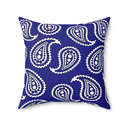 Navy Blue, White Retro Paisley Cushion Pillow