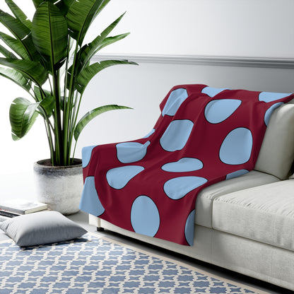 Claret, Blue Retro Polka Blanket Throw