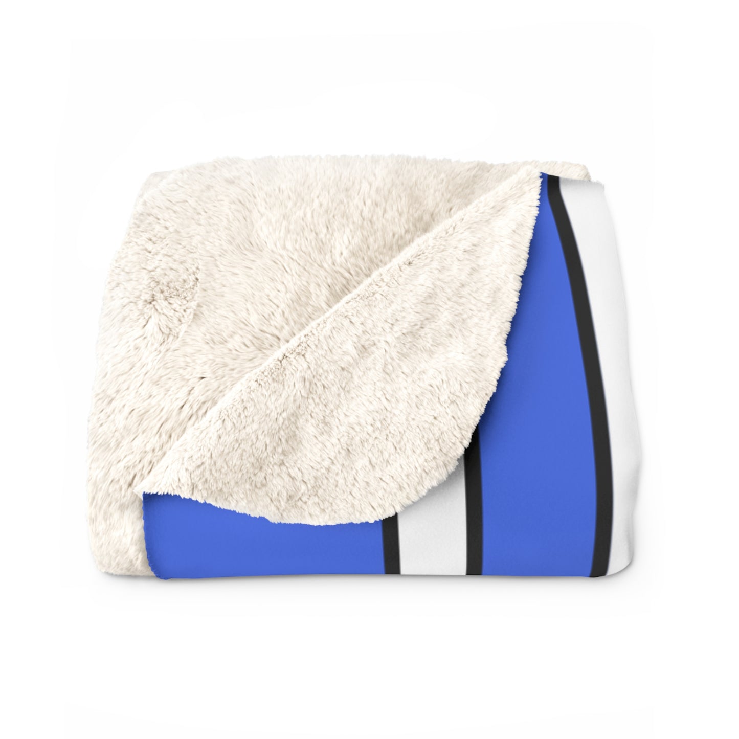 Royal Blue, White Retro Stripes Blanket Throw