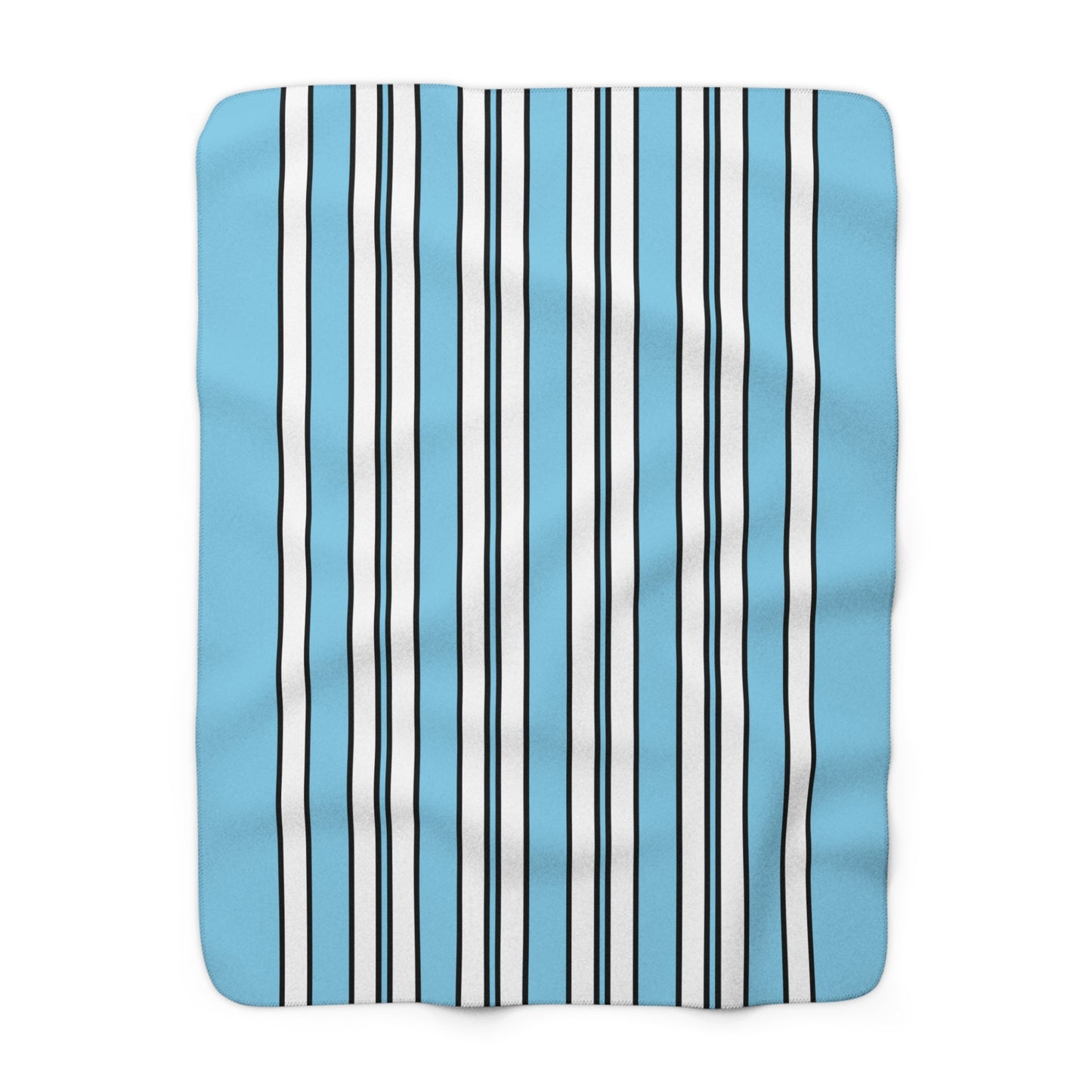 Sky Blue, White Retro Stripes Blanket Throw