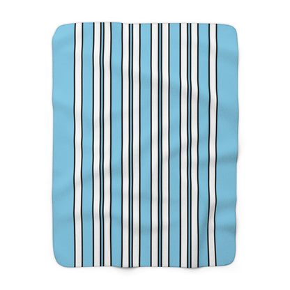 Sky Blue, White Retro Stripes Blanket Throw