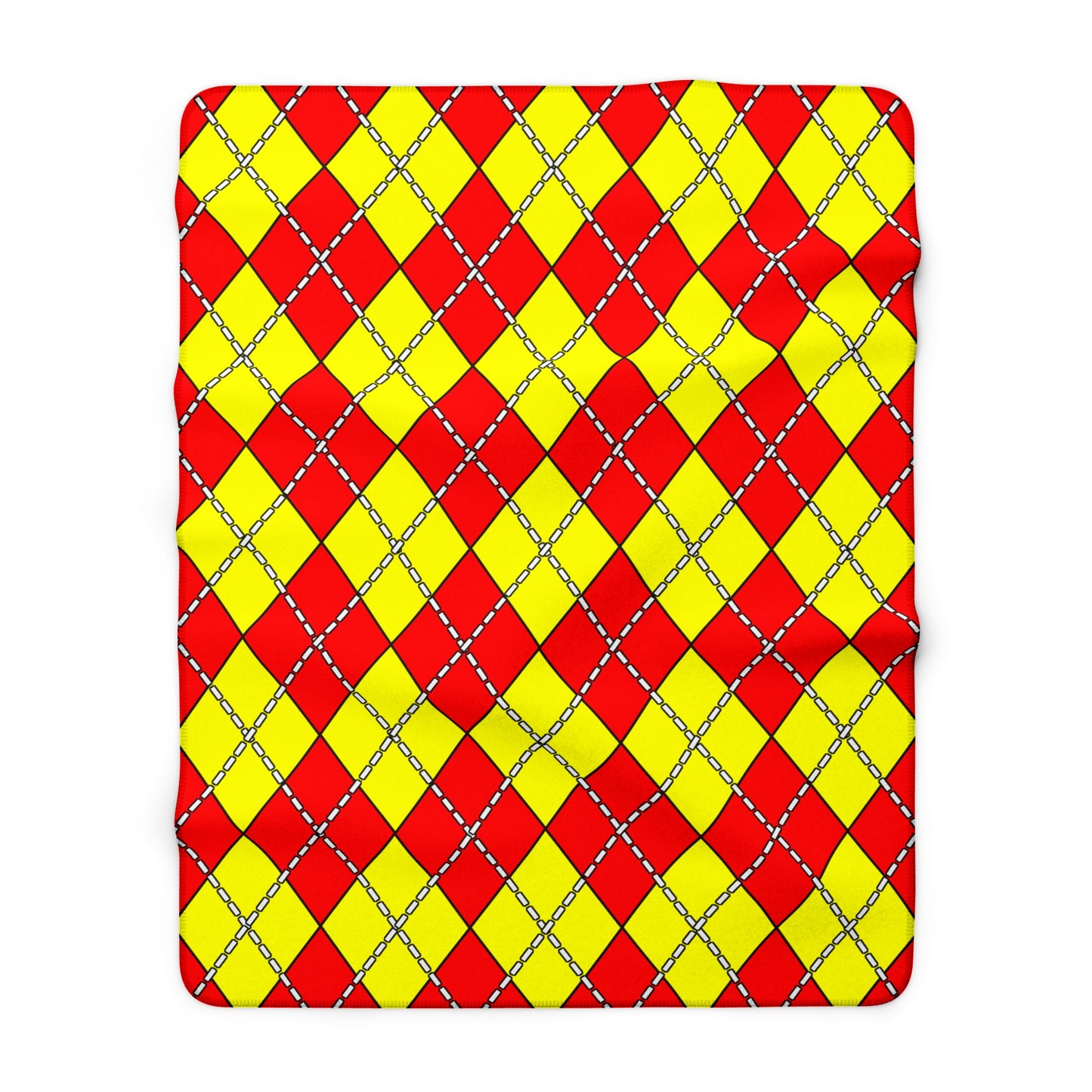 Red, Yellow Retro Argyle Blanket Throw