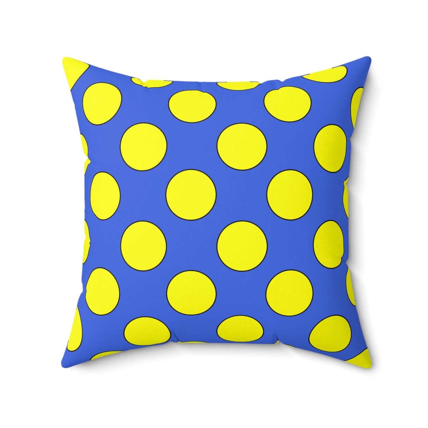 Royal Blue, Yellow Retro Polka Dots Cushion Pillow