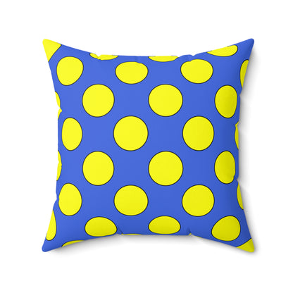 Royal Blue, Yellow Retro Polka Dots Cushion Pillow