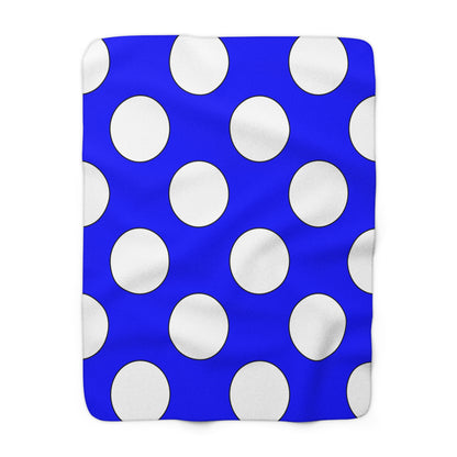 Blue, White Retro Polka Dots Blanket Throw