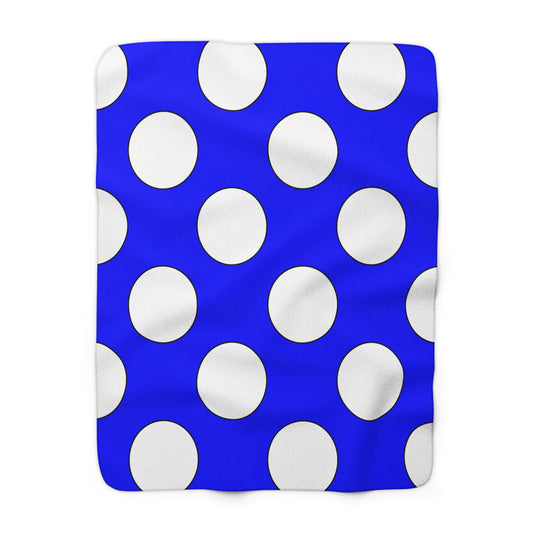 Blue, White Retro Polka Dots Blanket Throw