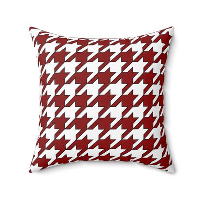 Dark Red, White Retro Houndstooth Cushion Pillow