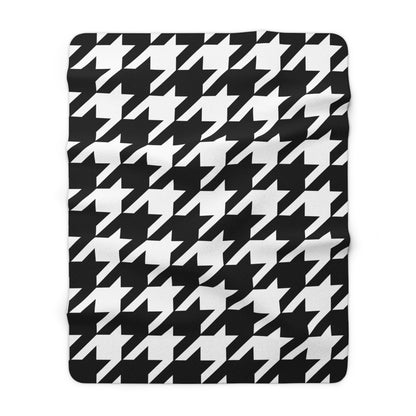 White, Black Retro Houndstooth Blanket Throw