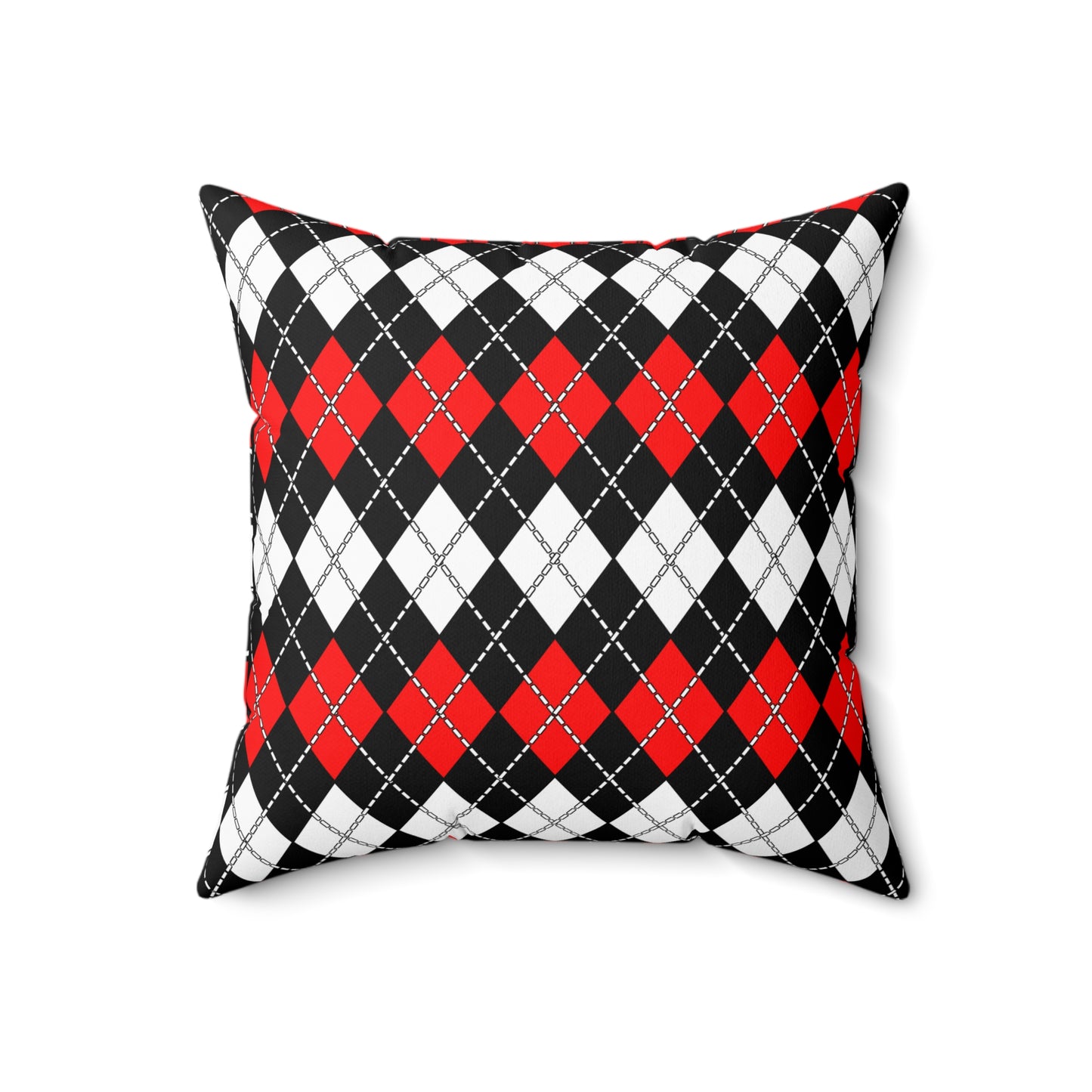 Black, White, Red Retro Argyle Cushion Pillow