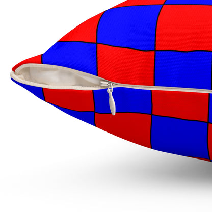 Red, Blue Retro Check Cushion Pillow
