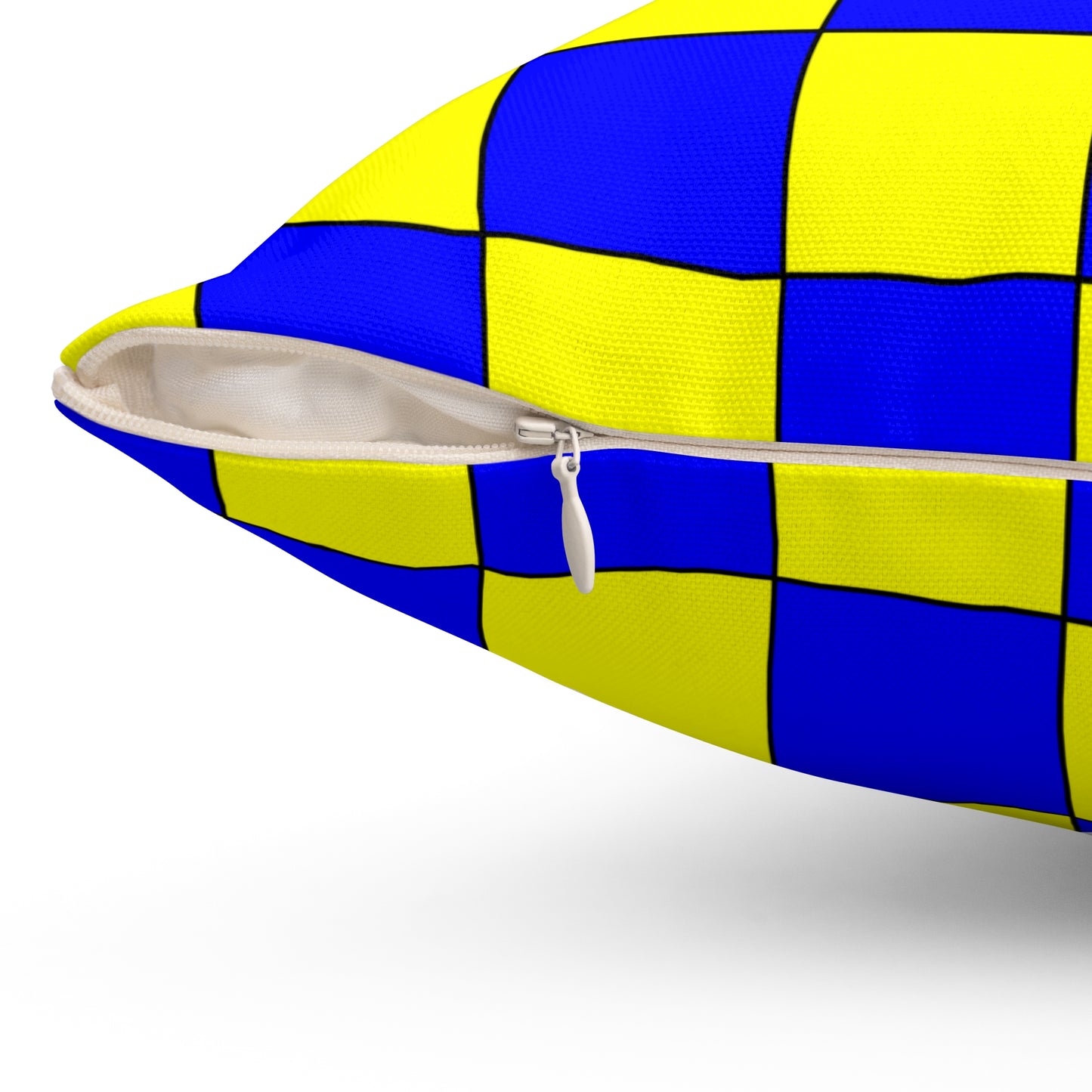 Yellow, Blue Retro Check Cushion Pillow