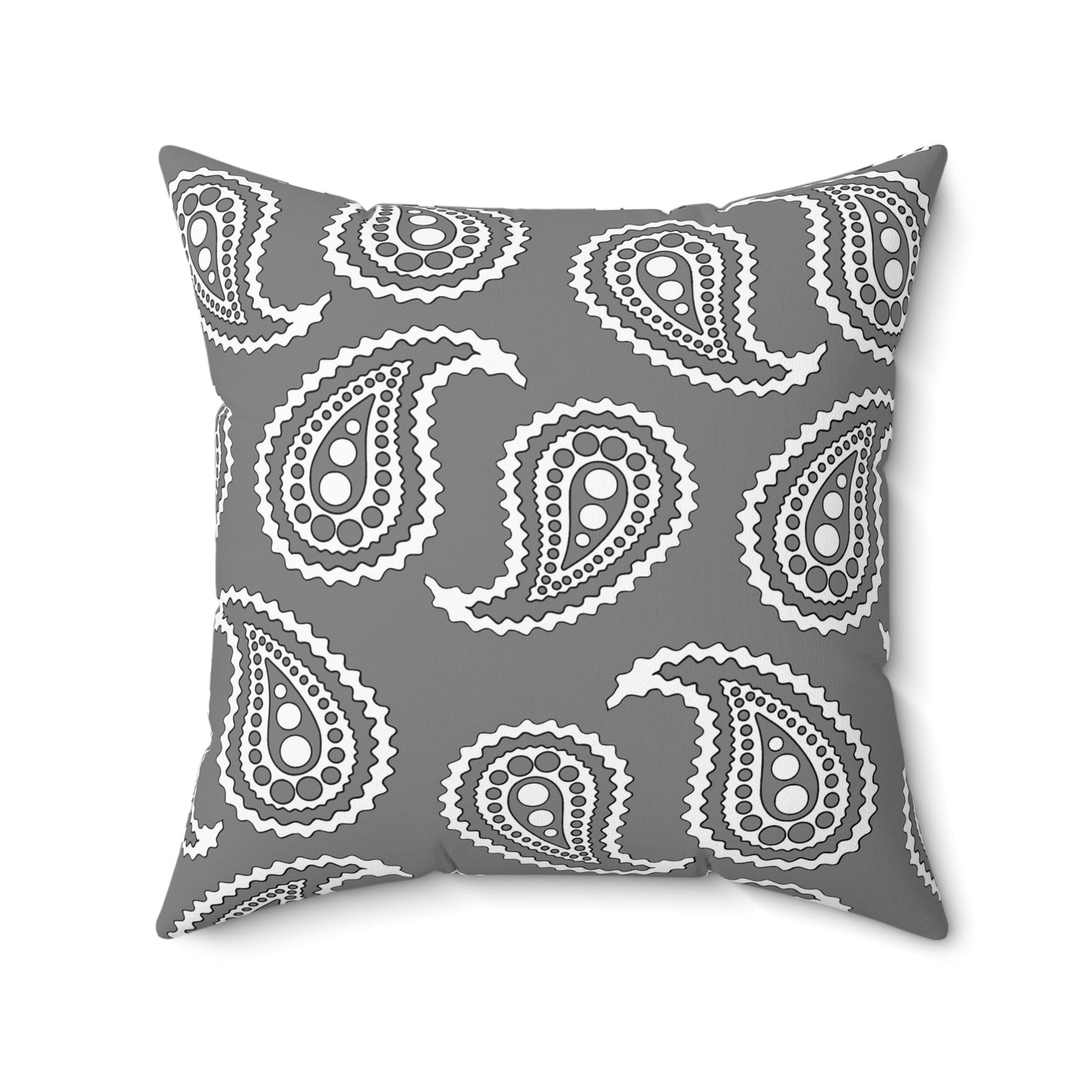 Grey, White Retro Paisley Cushion Pillow
