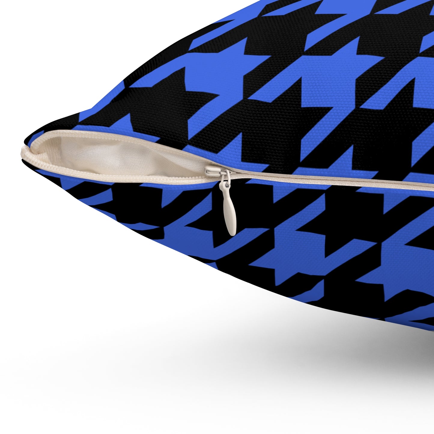 Royal Blue, Black Retro Houndstooth Cushion Pillow