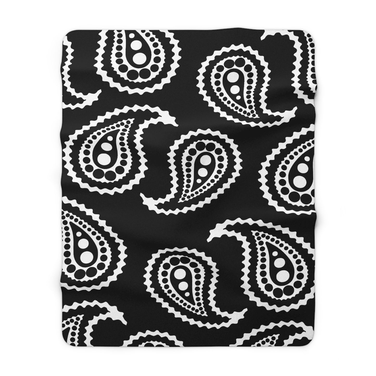 Black, White Retro Paisley Blanket Throw