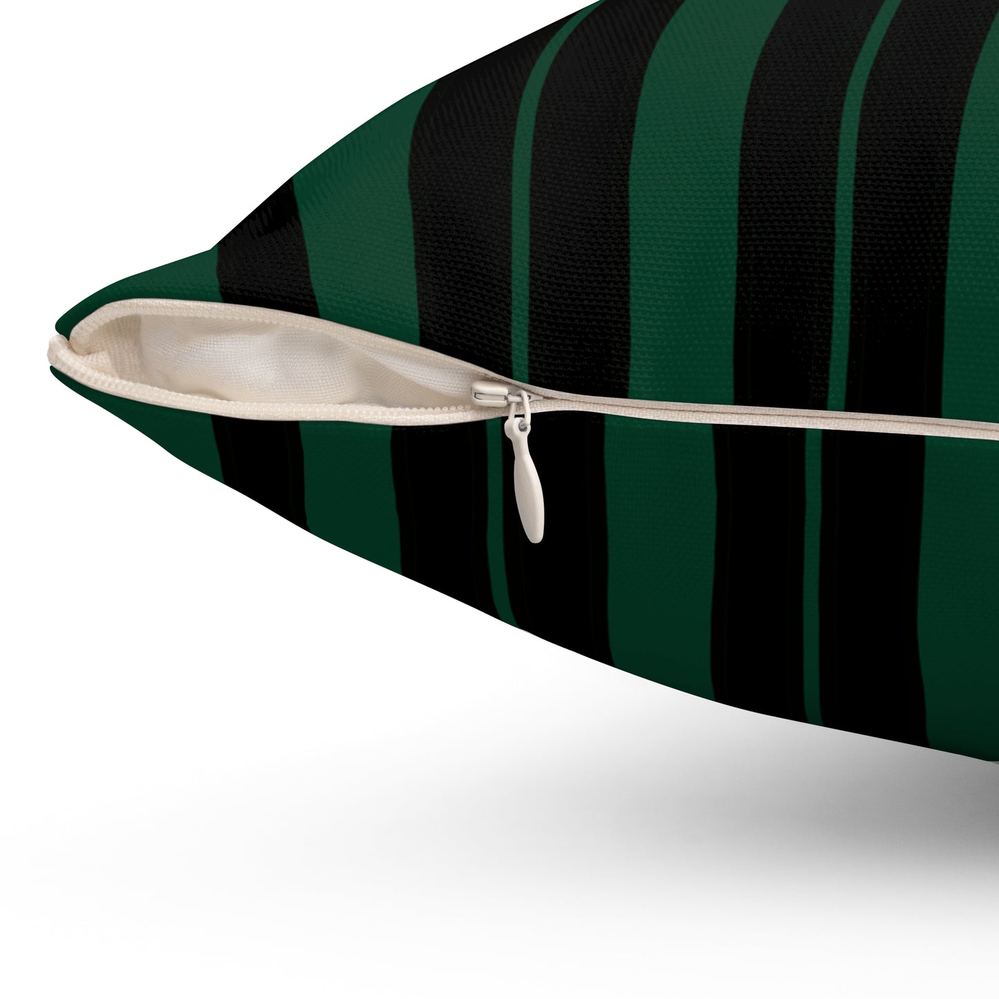 Dark Green, Black Retro Stripes Cushion Pillow