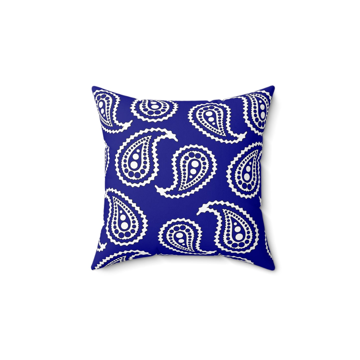 Dark Blue, White Retro Paisley Cushion Pillow