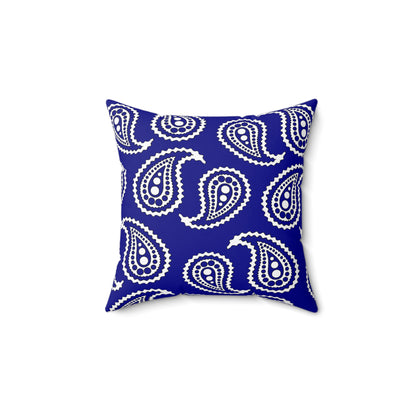 Dark Blue, White Retro Paisley Cushion Pillow