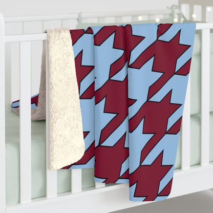Claret, Blue Retro Houndstooth Blanket Throw