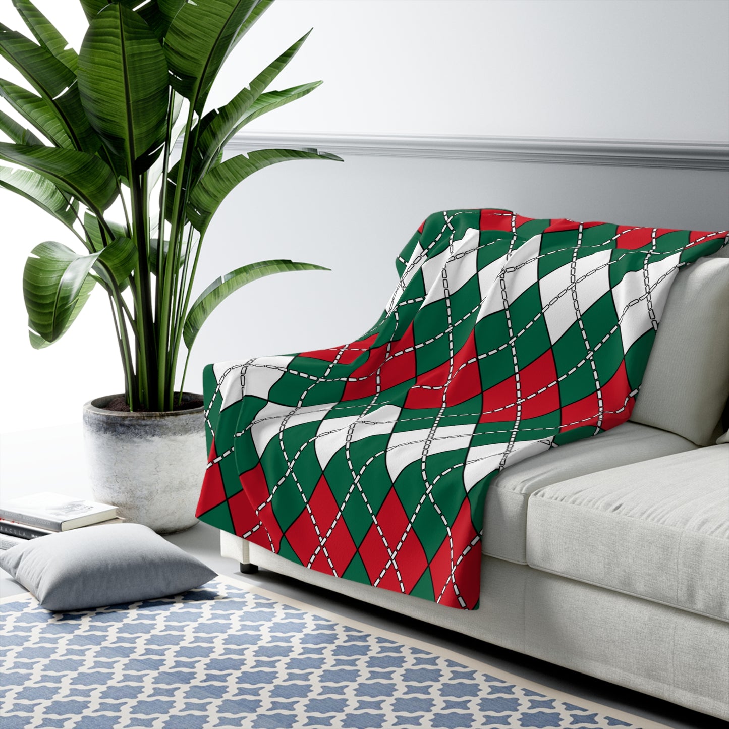 Mexico Retro Argyle Blanket Throw
