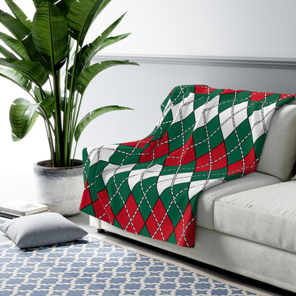 Mexico Retro Argyle Blanket Throw