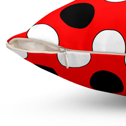 Red, Black, White Retro Polka Dots Cushion Pillow